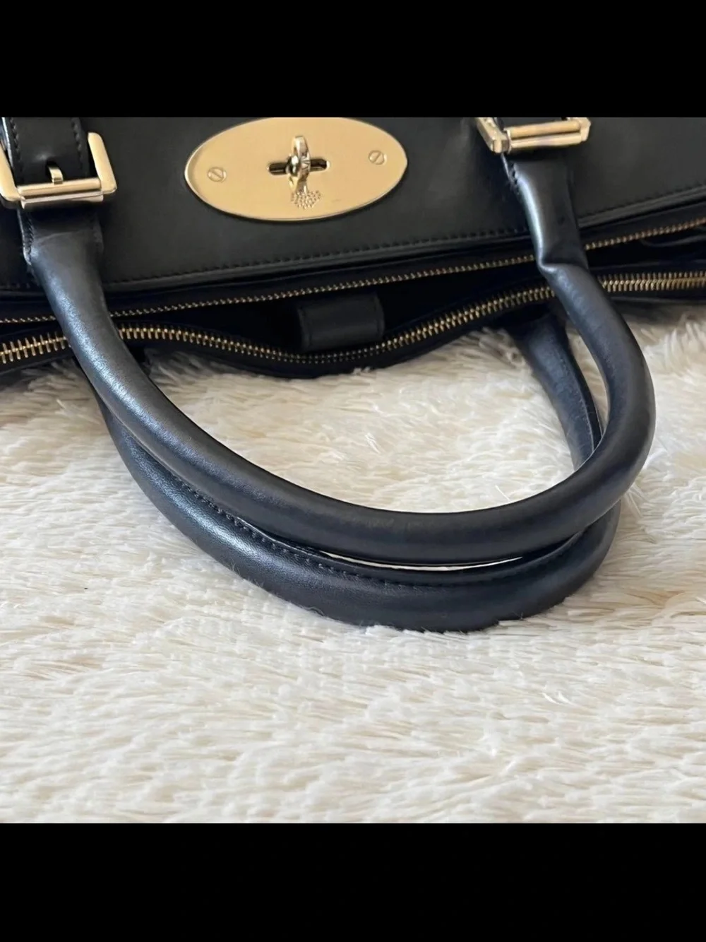Mulberry Black Leather Bayswater-Style Top-Handle Satchel